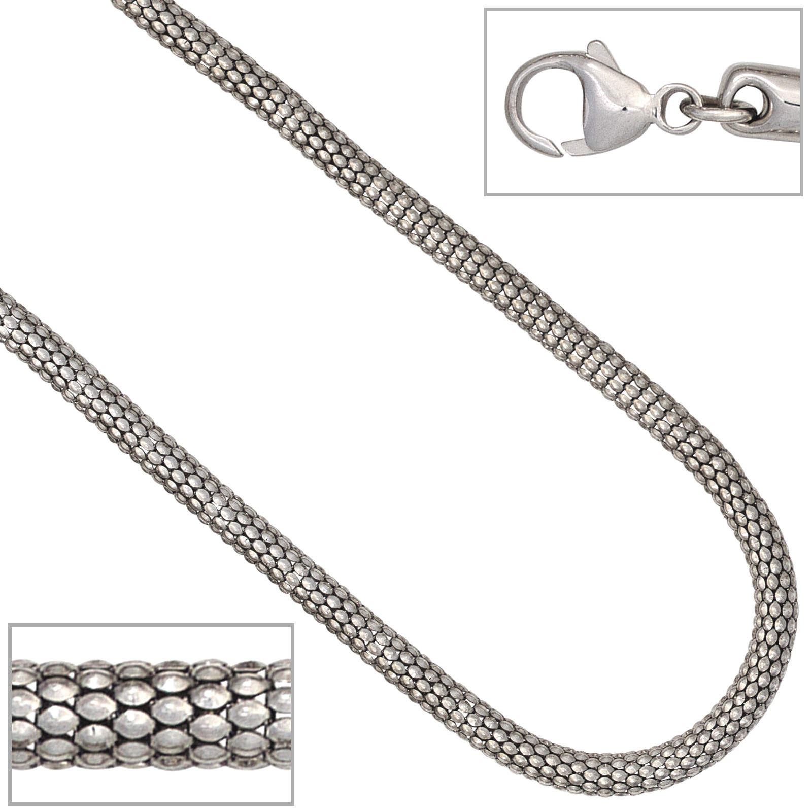 Halskette Kette 42 Silberkette 925 Sterling Karabiner rhodiniert – Silber cm