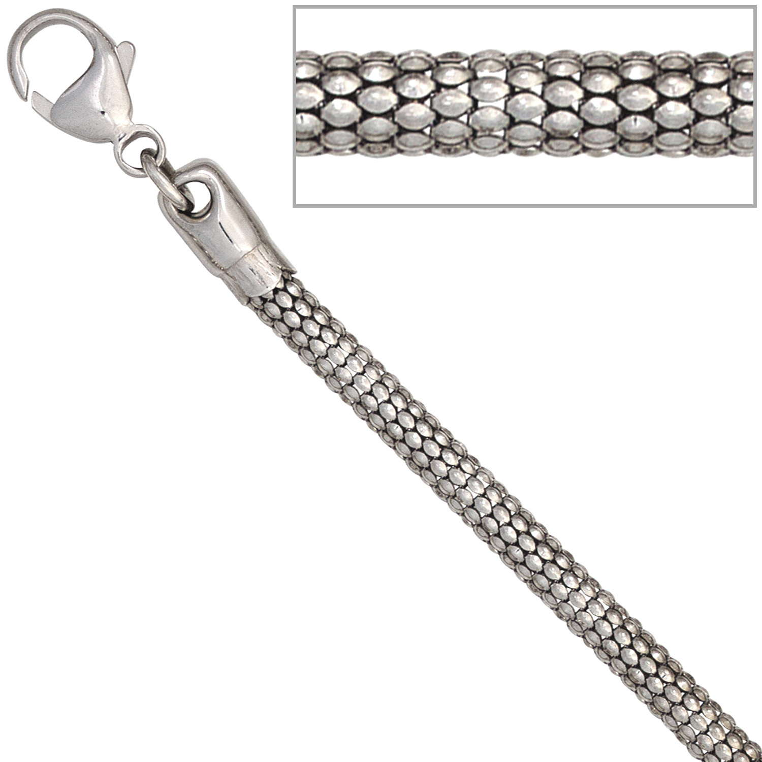 42 Kette Silber 925 Sterling – Karabiner Halskette rhodiniert Silberkette cm