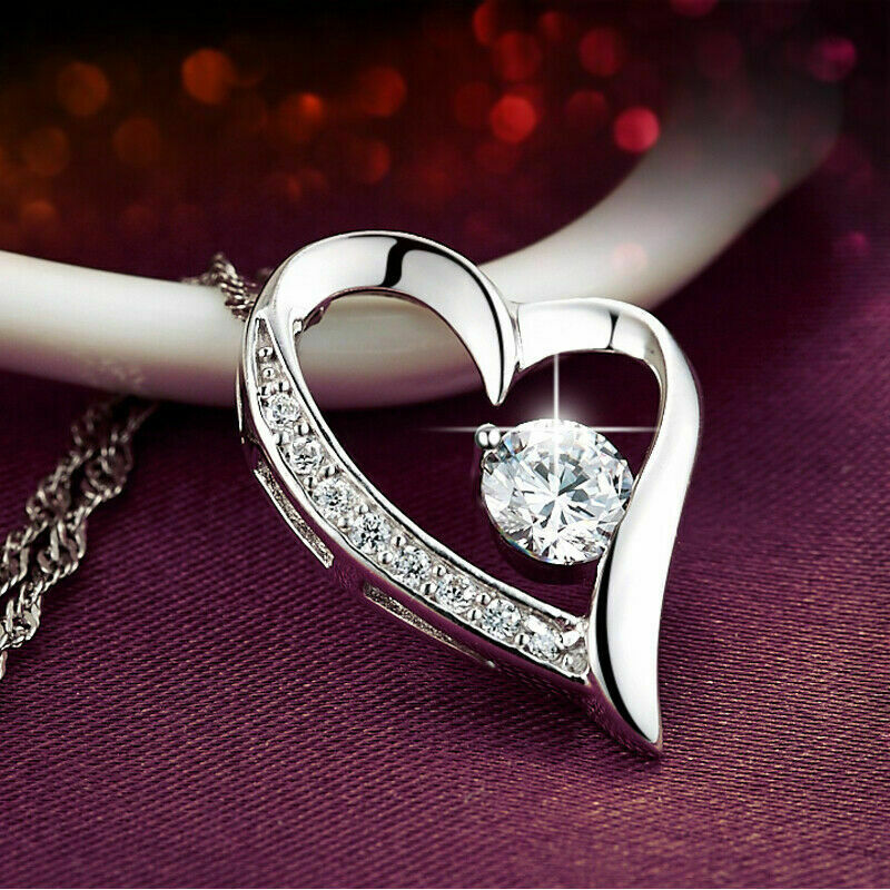 – Valentinsgeschenke ❤️ Herz-Kette Zirkonia Anhänger Damen 925 Silber Halskette