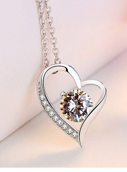 Halskette Damen Silber 925 – Valentinsgeschenke Herz-Kette ❤️ Zirkonia Anhänger