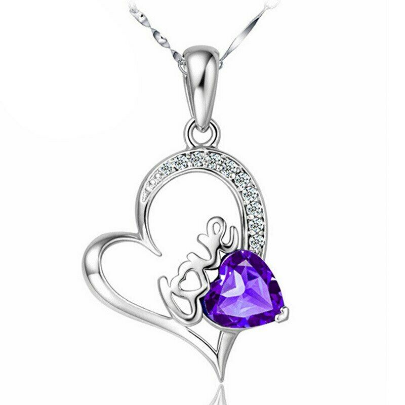 Herz Damen Silber LOVE Halskette Anhänger ❤️ Valentinsgeschenke Herzkette – 925