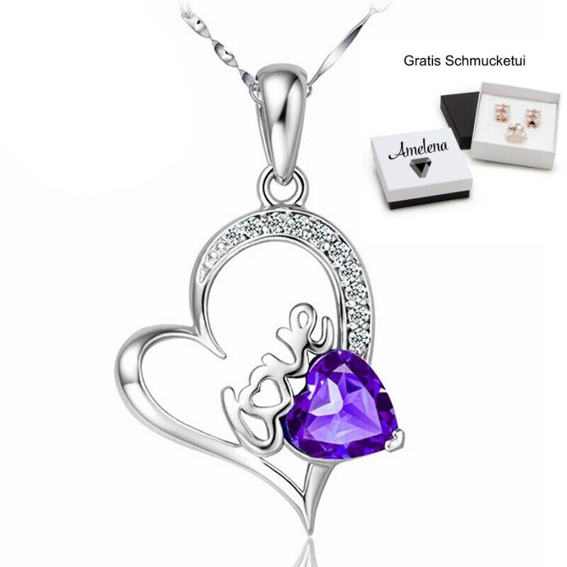 ❤️ Herz Anhänger LOVE Silber 925 Damen Halskette Valentinsgeschenke Herzkette –