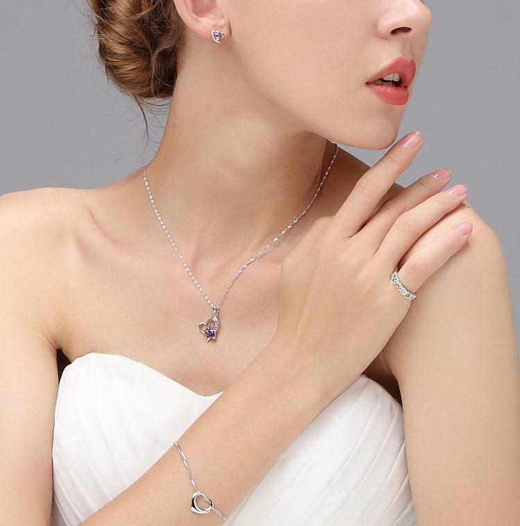 Damen ❤️ 925 – Silber Letters Valentinsgeschenke Herz LOVE Halskette Anhänger Herz-Kette