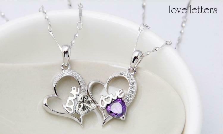Herz Valentinsgeschenke Halskette LOVE Anhänger Silber Letters 925 Damen ❤️ – Herz-Kette